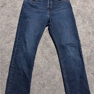 Womens Dark Blue Straight-Leg Jeans